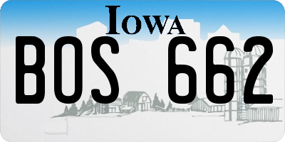 IA license plate BOS662
