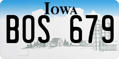 IA license plate BOS679