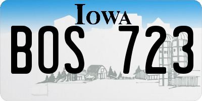 IA license plate BOS723