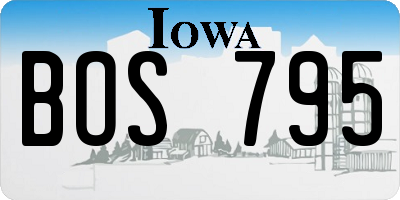IA license plate BOS795