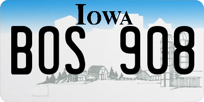IA license plate BOS908