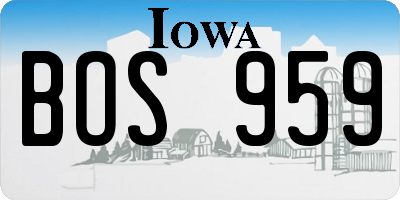 IA license plate BOS959