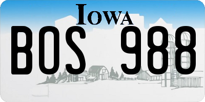 IA license plate BOS988