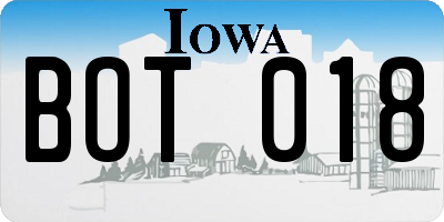 IA license plate BOT018
