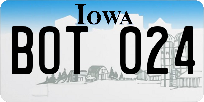 IA license plate BOT024