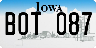 IA license plate BOT087