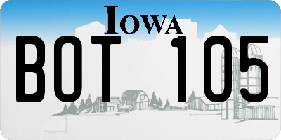 IA license plate BOT105