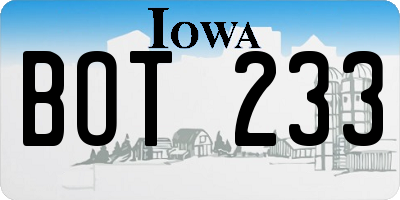IA license plate BOT233