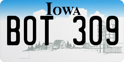 IA license plate BOT309