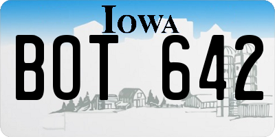 IA license plate BOT642