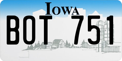 IA license plate BOT751
