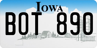 IA license plate BOT890