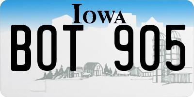 IA license plate BOT905