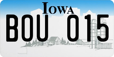 IA license plate BOU015