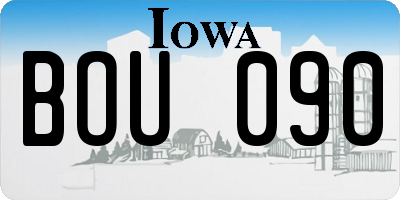 IA license plate BOU090