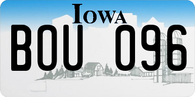 IA license plate BOU096