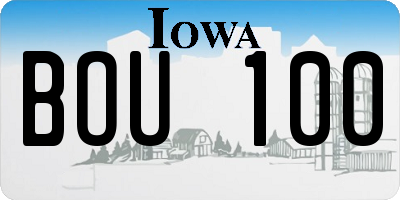 IA license plate BOU100