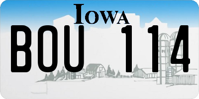 IA license plate BOU114