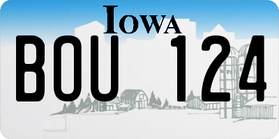 IA license plate BOU124