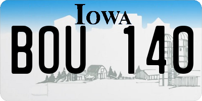 IA license plate BOU140