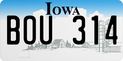 IA license plate BOU314