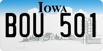 IA license plate BOU501