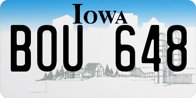 IA license plate BOU648