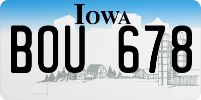 IA license plate BOU678