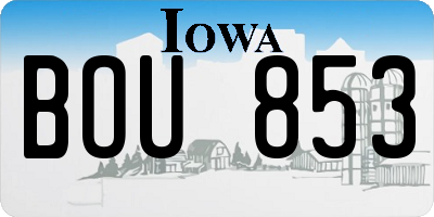 IA license plate BOU853