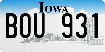 IA license plate BOU931