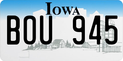 IA license plate BOU945