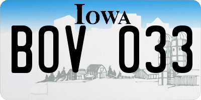 IA license plate BOV033