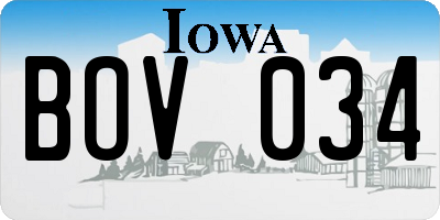 IA license plate BOV034