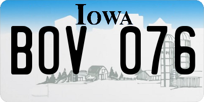 IA license plate BOV076