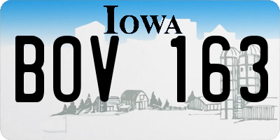 IA license plate BOV163