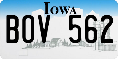 IA license plate BOV562