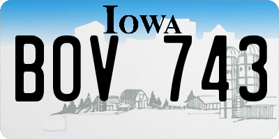 IA license plate BOV743