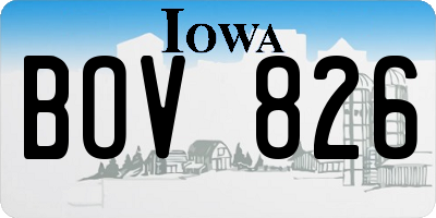 IA license plate BOV826