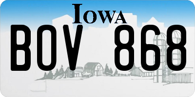 IA license plate BOV868