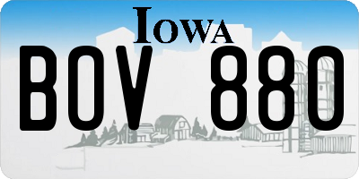 IA license plate BOV880