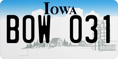IA license plate BOW031