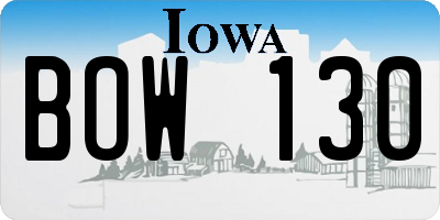 IA license plate BOW130