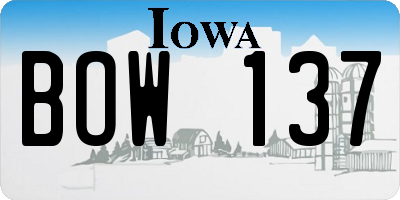 IA license plate BOW137