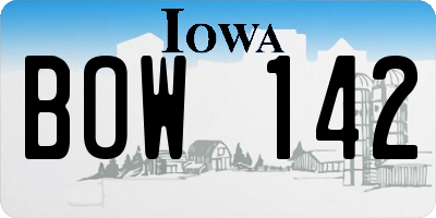 IA license plate BOW142