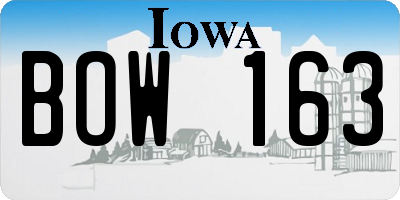 IA license plate BOW163