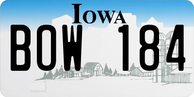 IA license plate BOW184
