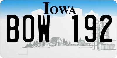 IA license plate BOW192