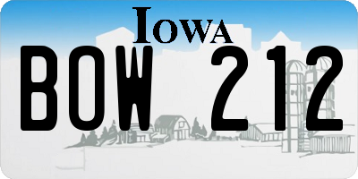 IA license plate BOW212