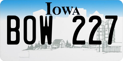 IA license plate BOW227