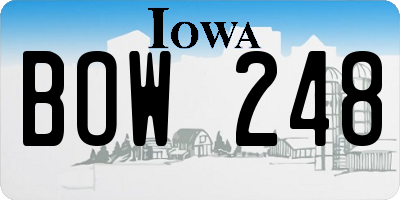 IA license plate BOW248